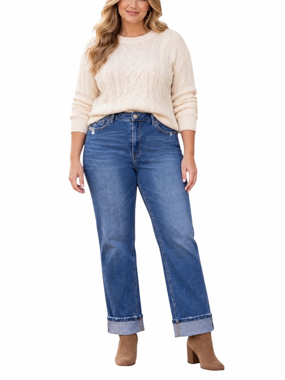 Vervet Blue Straight Leg Jeans Women’s 18W Distressed Stretch Medium Wash Plus